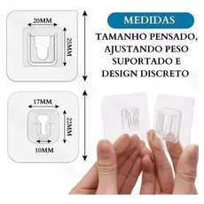 Gancho Adesivo Macho e Fêmea de Parede Reposição Para Prateleira de Banheiro Cozinha Sem Furos Cestos Dupla Face