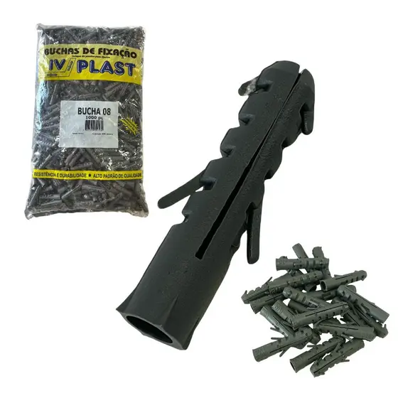 Bucha De Fixação Sem Aba 8 Mm Iv Plast Pacote Com 1000