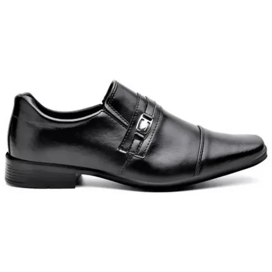 Sapato Social Masculino Detalhe Metal Bico Quadrado Conforto