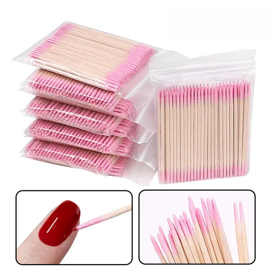Kit 100/300/600/1000 Palitos Com Algodão De Limpeza Alinhamento Henna Micropigmentação Unha Boca Sobrancelha