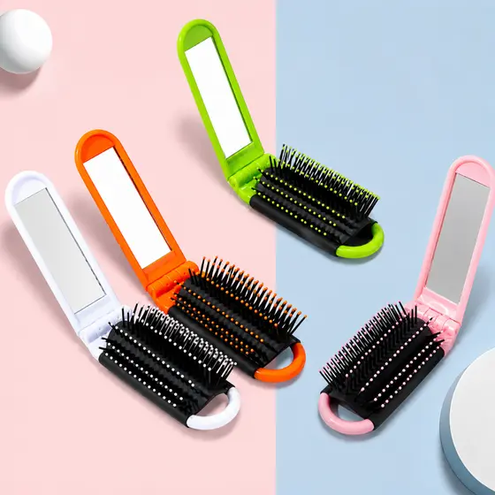 Escova com Espelho de Cabelo Dobravel Borboleta de Bolsa macia Profissional Escobel