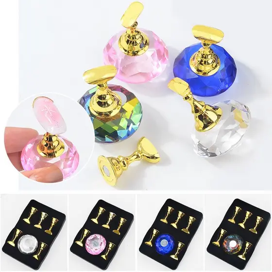 Expositor de Unha Cristal Furta Cor Com 5 Base Prática Magnético Para Manicure