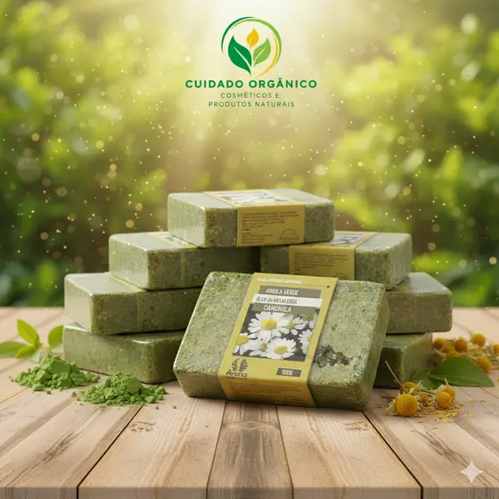SABONETE FACIAL PELE C/ ACNE E CRAVOS  - C/ Extrato de Própolis / Camomila / Argila Verde - 100G