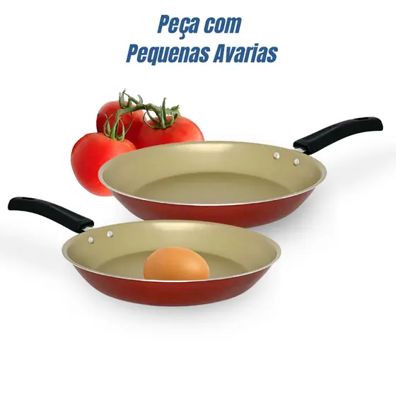 Jogo De Frigideira Francesa Antiaderente Teflon 2 Peças 16 e 18 cores Sortidas e com Avarias