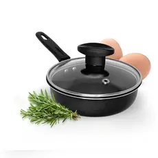 Frigideira Frita Ovo Antiaderente Teflon 14 Tampa de Vidro