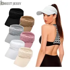 Kit 2 Chapéu/Boné Feminino De Aba Longa Respirável Com Viseira Para Uso Externo  Em Cor Lisa lindo