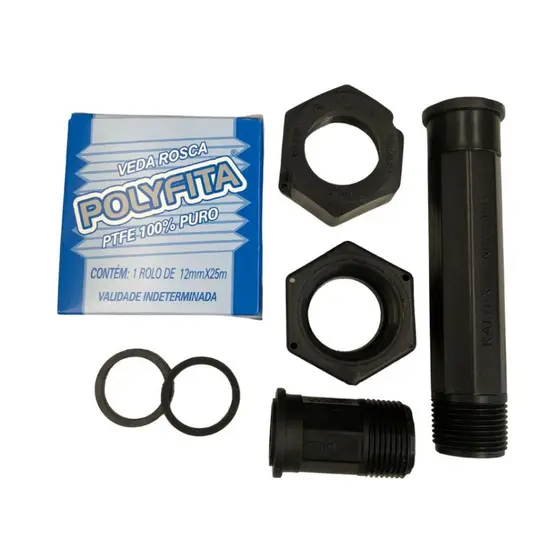 Kit Tubete Porca e Fita Veda Rosca Para Hidrometro 3/4 Sabesp