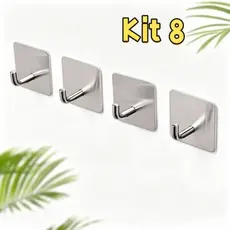 Kit Ganchos Inox Adesivo 3m Cabide De Parede Autocolante pronto entrega