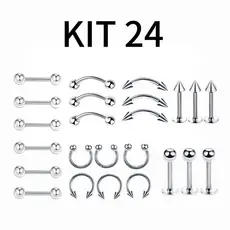 24pçs Piercing de aço cirúrgico sobrancelhas nipple nariz lingua brinco corpo piercing joias