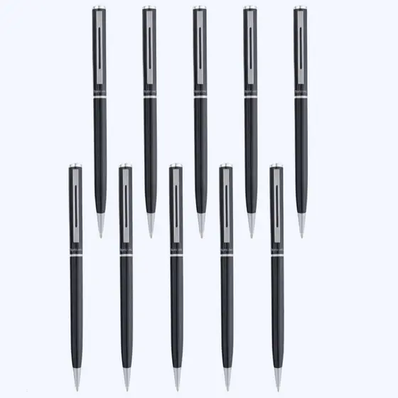 Kit 10 Canetas Crown Hawai Personalizadas em Metal Tinta Azul  Elegante Linha Office Promoção Elite