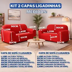 Kit Capa Forro de Sofá Coladinha 2 e 3 Lugares Ligadinha Malha Gel Elástica Antiderrapante Lavável