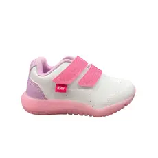 Tênis Infantil Feminino Branco com Detalhes Roxos e Fechamento em Velcro – Kidy