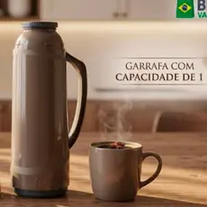 Garrafa Térmica Cristal 1L de Mesa Ampola de Vidro Mantém Quente 8h Frio 12h Alça BPA Free Café Chá Água Viagem