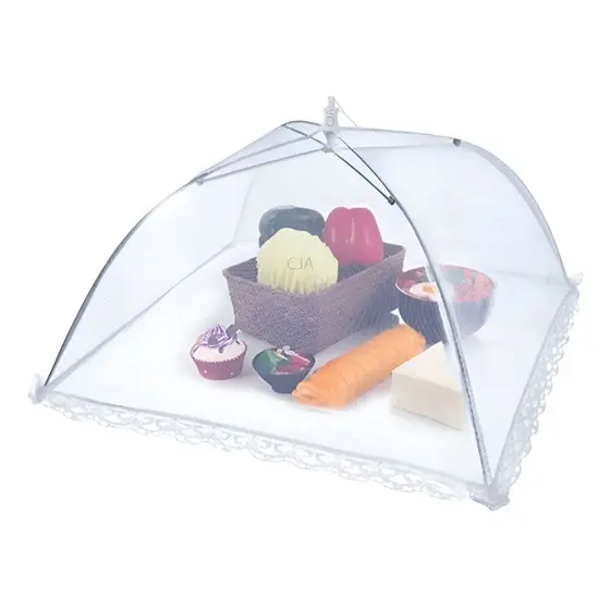 Tela Mosquiteiro Protetor de Alimentos Dobrável Top Útil Tule Branco 47cm Cobre Bolo Fruta Churrasco Piquenique Cozinha