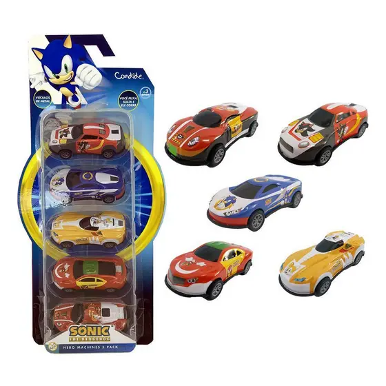 Carrinho Pull Back Sonic Tails Knuckles 5 Unid