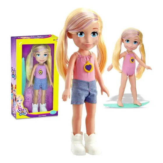 Boneca Polly Surf Pocket 38cm De Altura Com Prancha - Pupee