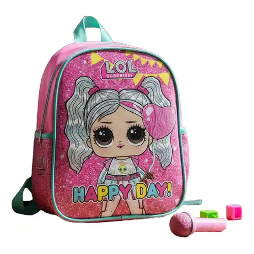 Mochila Infantil Lol Surprise Happy Day Escolar Pequena Verde E Roxo