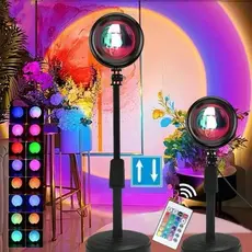 Lâmpada Pôr do Sol com Controle Remoto Luz Noturna USB 16 Cores Ajustáveis para Decoração de Quarto