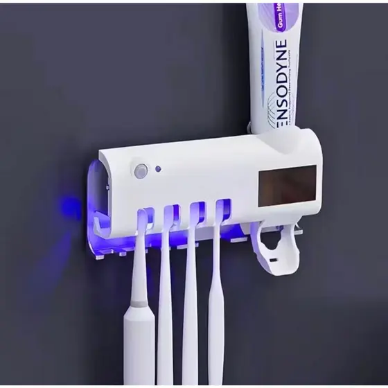 Porta Escova Dentes Com Esterilizador Uv Aplicador Pasta de Dente Suporte Dispenser
