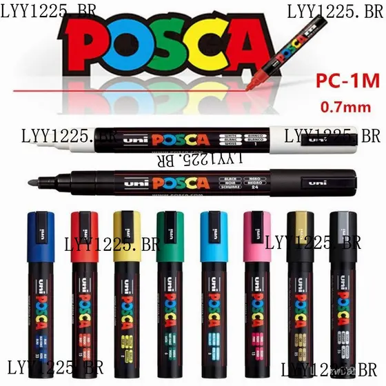 Caneta Graffiti UNI Posca PC-1M PC-3M PC-5M Ponta Média 0,7mm - 2,5mm Caneta-tinte Posc para Escola/Escritório Arte Pape