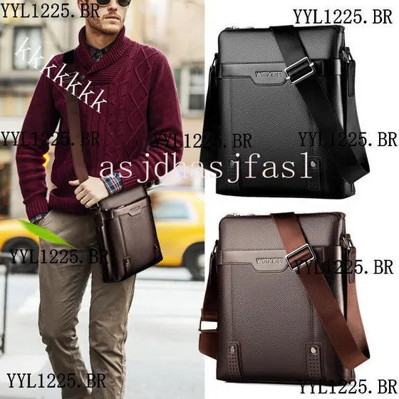 Nova bolsa de ombro masculina de couro, bolsa de mensageiro de grande capacidade, pasta