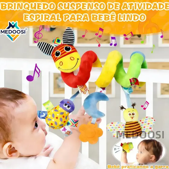 Recém Nascido Coruja ARCO IRIS/ Mobile Centopeia para Carrinho de bebê Brinquedo Sensorial Calmante Berço Com Chocalho