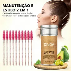 Bastão de Cera Modeladora para Cabelo JHESSY 75g com Escova | Pomada Anti-Frizz, Fixador de Fios Rebeldes Nutrição