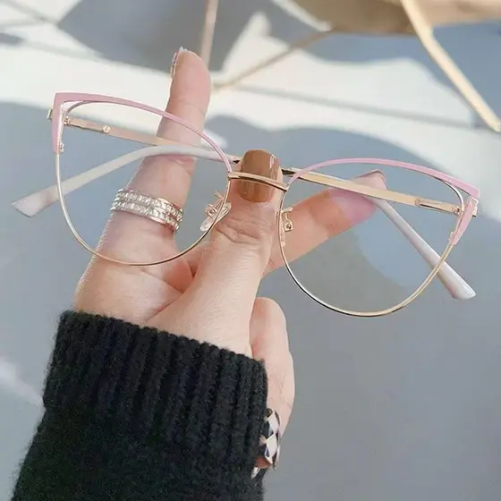 CEAE Square Eyewear, óculos de metal clássico com proteção contra luz azul para mulheres