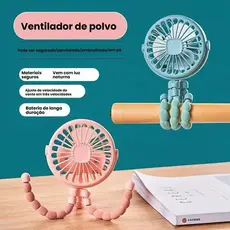 Bateria de 18h  Ventilador Portátil USB Recarregável, Mini Ventilador Silencioso em Formato Polvo com Tripé e 3 Velocida