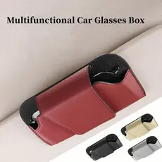 Porta Óculos Para Carro Couro Magnético - Clip Universal Quebra Sol Organizador Acessório Automotivo