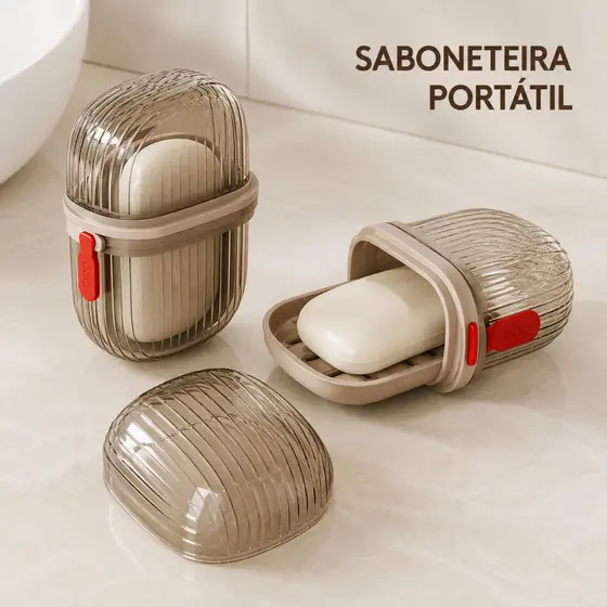Saboneteira Portátil de Viagem com Tampa Vedada Drenagem de Água Caixa de Sabão Plástica Resistente