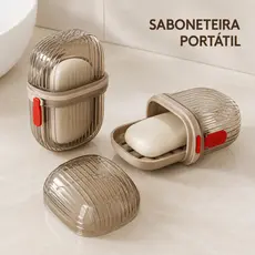 Saboneteira Portátil de Viagem com Tampa Vedada Drenagem de Água Caixa de Sabão Plástica Resistente