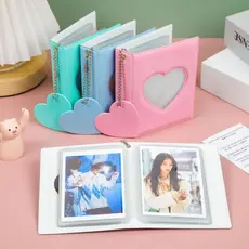 Álbum Para Photocards Kpop 3 Polegadas Mini Coração E Circular Com Chaveiro 32 Bolsos PVC Impermeável Portátil
