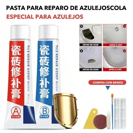 Massinha para Reparar Porcelanato e Cerâmica - Fácil Aplicação e Rápida Secagem - Para Pisos, Paredes e Bancadas