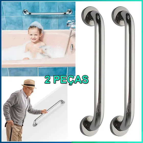 Kit 2 Barra de Apoio Alça Corrimão Aço Inox Alta Qualidade Idoso 50cm