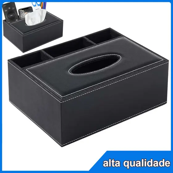 Porta Lenços Papel Umedecido Casa couro Decoração PRETO