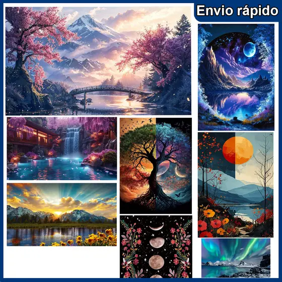 5d Pintura Com Diamante Cenário Natural Furadeira Redonda Bordado Decoração De Sala De Estar Pinturas Decorativas Arte