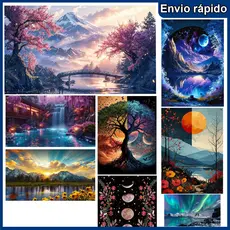 5d Pintura Com Diamante Cenário Natural Furadeira Redonda Bordado Decoração De Sala De Estar Pinturas Decorativas Arte