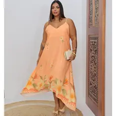 Vestido Feminino Alças Finas Tecido Viscolinho Estampado Verão / Leve e Sofisticado