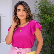 Blusa Feminina Viscolinho Premium Manga Dupla Elegante Decote Gota Casual