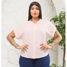Camisa Plus Size Listrada / Viscolinho Elegante G1 ao G3 Evangélica Moda Praia Camisa Casual
