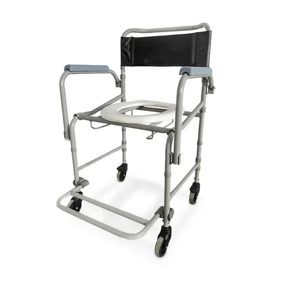 Cadeira de Banho Higiênica Dellamed Dobrável e Desmontável até 120 Kg Preto e Cinza D40