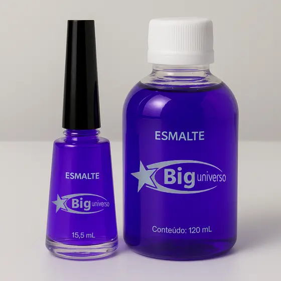 Esmalte Cobertura Brilhante 15,5ml + Refil 120ml Big Universo Para Manicures e Uso Proprio