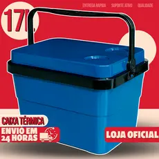 Caixa Térmica Cooler Grande 17 Litros Com Porta Copos Com Alça Cabe 30 Latas Gelo Praia Camping
