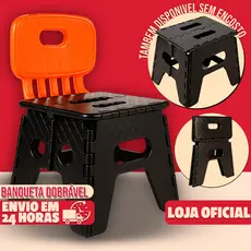 Kit 3 Banquinho Dobrável De Plástico Pequeno Reforçado Com Encosto Até 100kg Banco Retrátil