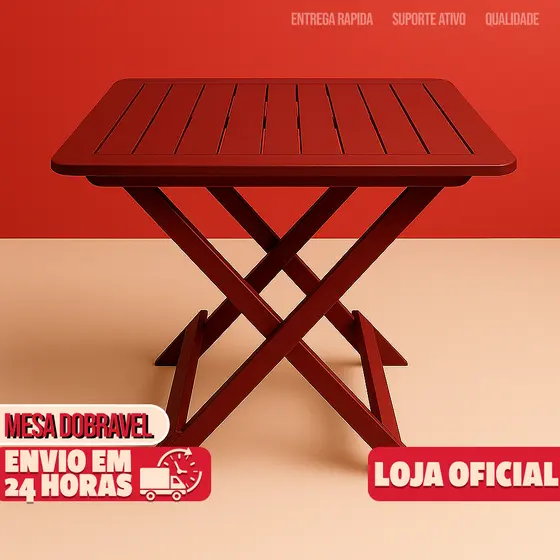 Mesa Dobrável Quadrada Preta Grande 80x72x70cm para Cozinha Quintal Churrasco Sala Restaurante