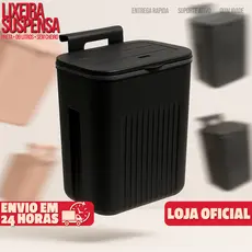 Lixeira Cesto de Lixo 09 Litros Automática Suspensa Rose Preta Banheiro Cozinha Escritório Quarto
