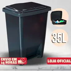 Lixeira Cesto de Lixo 35 Litros Grande Com Tampa Com Pedal Para Banheiro Cozinha Escritório