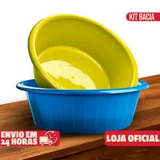 Kit 2 Bacia Grande 15 Litros Plástico Grande Resistente Multiuso Com Alça Lava Roupa Bacias