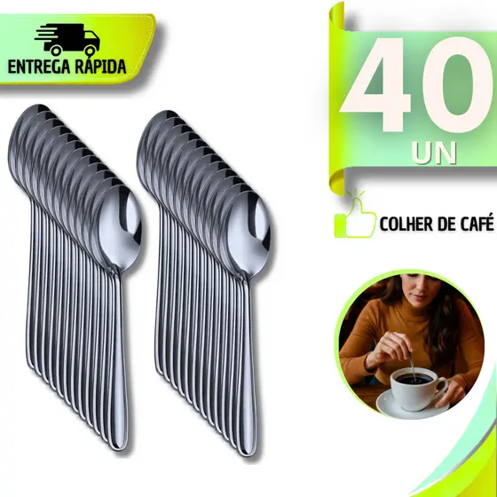 Combo Colher de Café Aço Inox Talher Cozinha Bar Restaurante Buffet Cafeteria Multiuso Utensílios